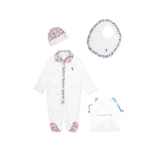 3-Piece Newborn Set - Tiny Flowers / Red