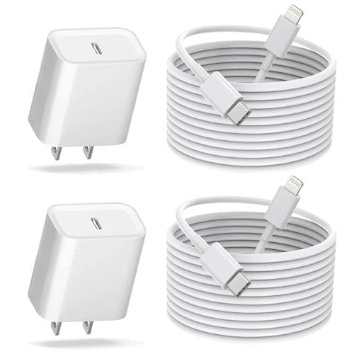 Fast iPhone Charger, [Apple MFi Certified] 2Pack 10FT Extra Long Quick USB C to Lightning Cable Cords + USB C Charger Block Fast iPhone Charging Adapter for iPhone 14 Pro Max/Plus/13/12/11/XS/XR/X/SE