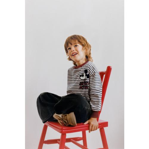 MICKEY MOUSE © DISNEY STRIPED MEDIUM WEIGHT T-SHIRT - Ecru | ZARA United States