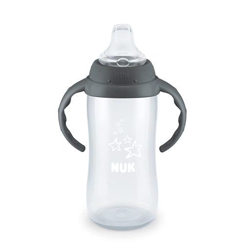 NUK Learner Cup, 10 Ounce, Tritan Gray Star – BPA Free, Spill Proof Sippy Cup