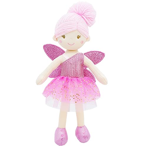 June Garden 12" Elida Fairy Plush Doll, Pink Outfit & Wings | Pink fairy outfit, soft wings and embroidered details inspire storybook adventures and cuddly play for ages 18 months+