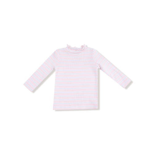 Long Sleeve Mock Turtleneck, Pink Multi Stripe