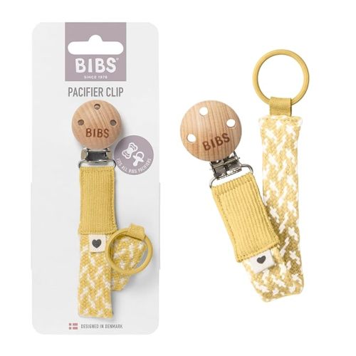 BIBS Paci Braid Dummy Chain Organic Cotton Danish Design, One Size (0-36 Months), Pale Butter