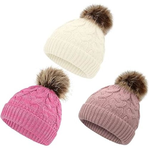 Zando Baby Hat for Girls Infant Pom Pom Beanie Kid Winter Hats Toddler Cap Knit Warm Beanies Caps for Baby Boys