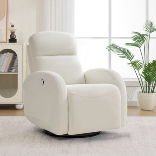 Latitude Run® Delba 37"Modern Upholstered Manual Swivel Rocker Glider Recliner Nursery Chair & Reviews | Wayfair