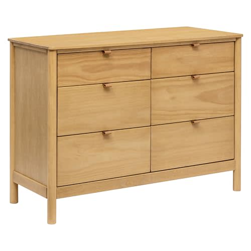 babyletto Bondi 6-Drawer Assembled Dresser in Honey with Vegan Leather Drawer Pulls, Greenguard Gold Certified