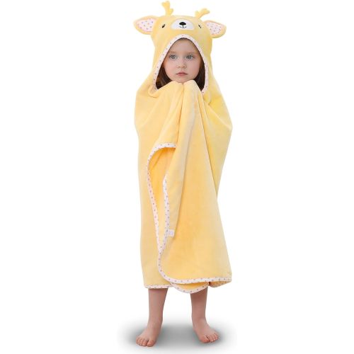 Hooded Towel for Kids 100% Cotton Ultra Soft with Unique Animal Design Large for Infants 3-10 Years (Fawn)