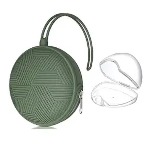 Pacifier Holder Case,BPA Free Portable Pacifier Storage Container,Silicone Baby Pacifier Cover Pouch for Diaper Bag Stroller,Travel Outdoor Activities,Easy to Clean(Green)
