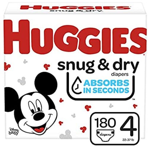 Huggies Snug & Dry Baby Diapers, Size 4, 180 Ct, One Month Supply - NEW One Month Supply Pack