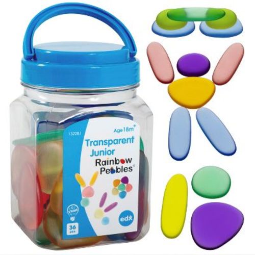 edxeducation® Junior Rainbow Pebbles® - Transparent - Mini Jar - Set of 36