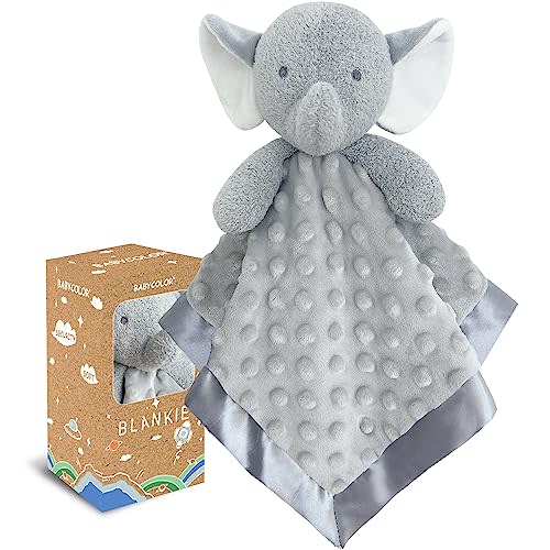 Elephant Baby Security Blanket Loveys for Boys & Girls, 15" Soft Baby Lovey Unisex Lovie, Grey Elephant Stuffed Animal