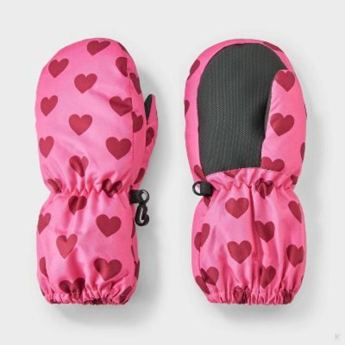 Toddler Girls' Heart Printed Ski Mittens - Cat & Jack™ Pink 2T-5T