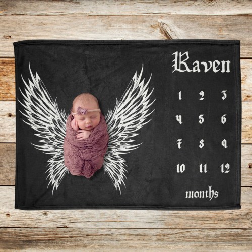 Gothic Milestone Blanket, Goth Baby Milestone, Alternative Baby First Days Personalized Age Blanket, Gothic Photo Prop, Expecting Mom Gift
