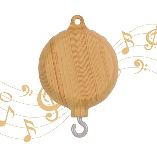 Crib Mobile Motor with Music Box, Baby Mobile for Crib with 12 Classic Lullabies & Rotating Function, Wooden Design Crib Mobile with Music