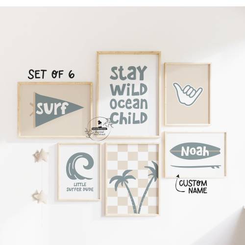 Boho Surf Nursery Decor Beach Gallery Boys Room Decor Baby Boy Ocean Prints
