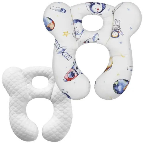 Baby Travel Pillow, Upgrade U-Shape Infant Pillow for Car Seat Pushchair and Stroller, Soft Comfortable Sleep Cushion for Kids Newborn and Toddler -Space White