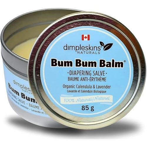 Dimpleskins All-Natural Baby Skin Cream | Bum Bum Balm (85 g) Zinc-FREE | Soothe Bottom with Beeswax and Calendula, Jojoba Oil | Nourishing