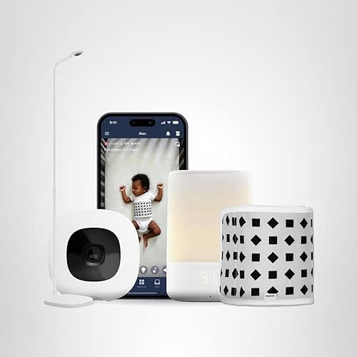 Nanit Essentials Smart Baby Monitor with Floor Stand – 1080p HD Wi-Fi Camera, Sensor-Free Breathing Monitoring, Sleep Tracking, Two-Way Audio, Night Vision, Motion & Cry Notifications, White
