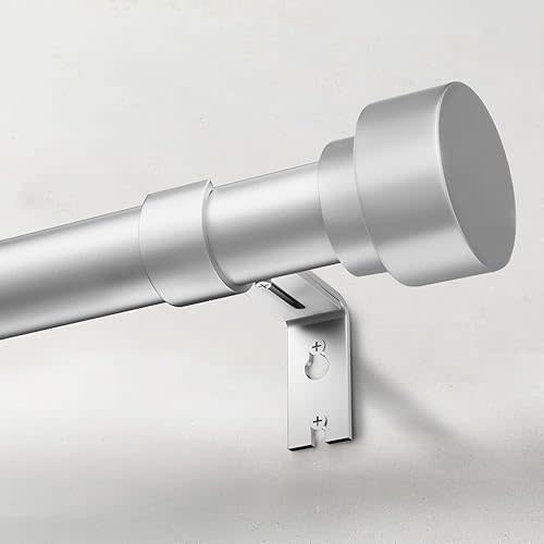 Heavy Duty Curtain Rods for Windows 48 to 84 Inch, 1 Inch Silver Window Curtain Rod for Bedroom, Living Room, Outdoor, Adjustable Easy Install Curtain Rods, Modern Elegant(A1,Silver,30-90")