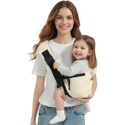 MISSWISDOM Toddler Sling Carrier, Adjustable Baby Carrier Sling 8-40 lbs, Lightweight Toddler Carrier Baby Sling Carrier, Toddler Hip Carriers One Size Fits All, Beige