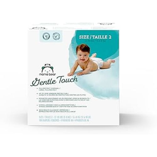 Amazon Brand - Mama Bear Gentle Touch Diapers, Size 2, 184 Count (4 packs of 46)