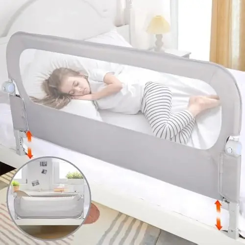 Baby Bed Rail Guard for Toddlers - 47" Toddler Bed Side Rails for Twin, Full, Queen Bunk Size Bed Swing Down Bedrail Extral Tall Child Safety Side Railing Guards for Kids