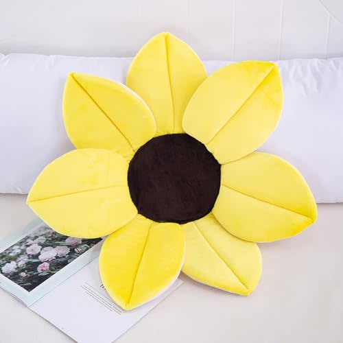70cm Sunflower Baby Bath Head Support Original Baby Bath Seat Soft Plush Sponge for Shower Room Baby Blooming Bath Mat Flower Bathtub Newborn Foldable Four Petal Flower Shower Cushion