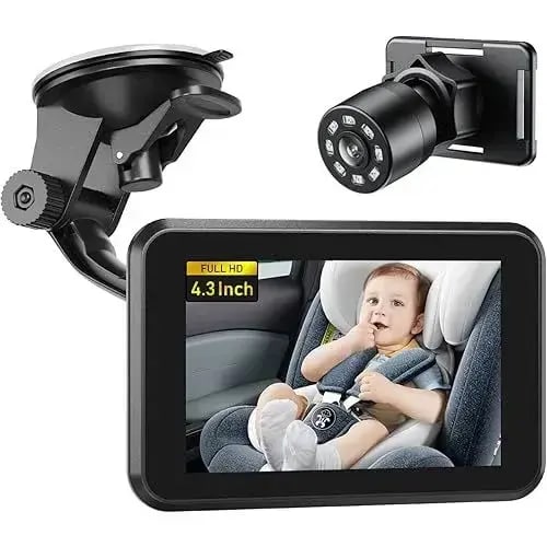 Itomoro Baby Car Camera, 4.3" HD Night Vision Car Baby Monitor with Camera, Safety Seat Baby Car Mirror for Rear Facing 5 Mins Easy Installation ACZ401