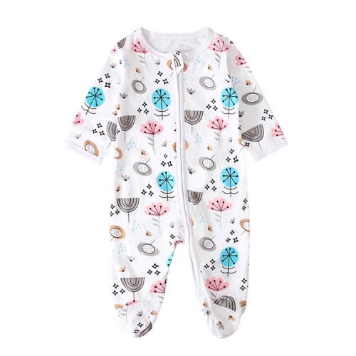Penkiiy Toddler Baby Boys Girls Long Sleeve Print Zipper Romper jumpsuit kids Baby Easter Romper 0-3 Months White on Sale