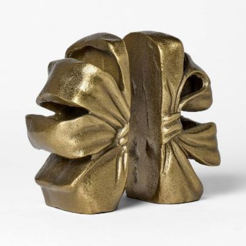 2pc Metal Bow Bookends Gold - Threshold™ designed with Studio McGee