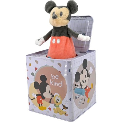 KIDS PREFERRED Disney Baby Mickey Mouse Jack in The Box Musical Toys for Babies and Toddlers, Plays “The Mickey Mouse March” Mickey Springs Out from A Colorful Box