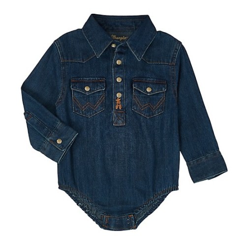 Wrangler Baby Boy Long Sleeve Denim Bodysuit at Tractor Supply Co