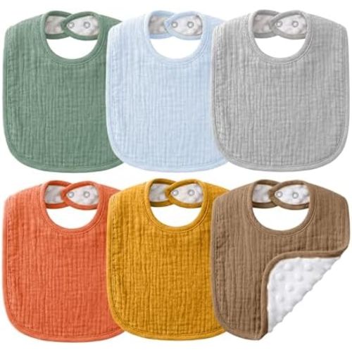 NISXABEBE Muslin Baby Bibs for Unisex Boys Girls, Cotton Drool Bibs, Adjustable Newborn Bibs for Drooling and Teething
