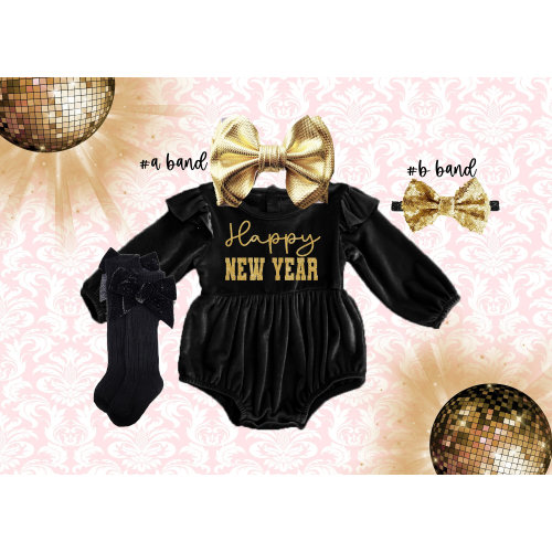 Baby Girl New Year Outfit: Velvet Romper