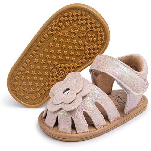Babelvit Infant Baby Girl Boy Sandals Comfort Premium Summer Outdoor Casual Beach Shoes with Flower Bowknot Anti Slip Rubber Sole Newborn Toddler Prewalker First Walking Shoes