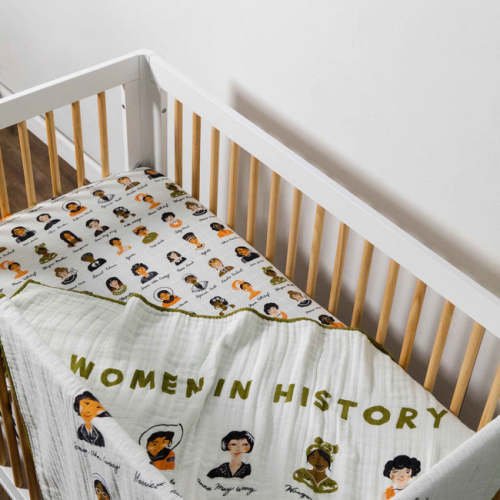 Babyletto Women in History Crib Sheet in GOTS Certified Organic Muslin Cotton