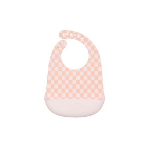 Silicone Bib Printed - Pink Checkerboard
