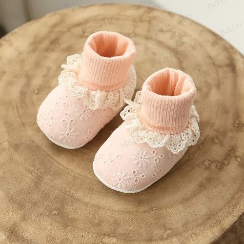 Pink Baby Lace Embroidered Socks Shoes