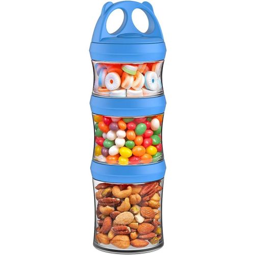 BeneLabel Snack Jars 3-Piece BPA Free Stackable Containers - Twist Lock,.fit Perfectly for Formula, Milk, Protein Powder, Snacks - (Blue, 28oz) stranded and added a bone slice.