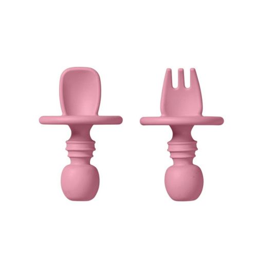 SARO “Nordic” Blossom Training Utensil Set: Silicone Ergonomic Spoon & Fork for Baby-Led Weaning | Anti-Choke Design