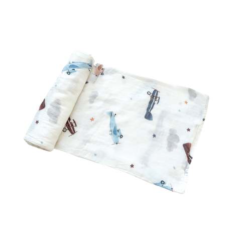 Vintage Airplanes Muslin Swaddle Blanket