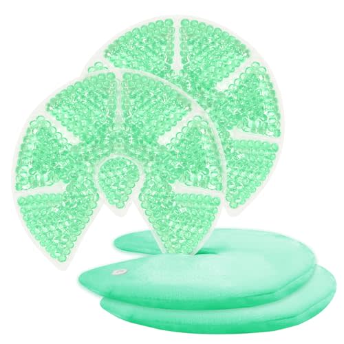 Hot/Cold Breast Gel Bead Ice Packs Breast Cooling/Heat Pads Relief for Breastfeeding, Nursing Pain, Mastitis, Engorgement, Swelling, Plugged Ducts | Boost Milk Let-Down & Production,2 Pack (Green)