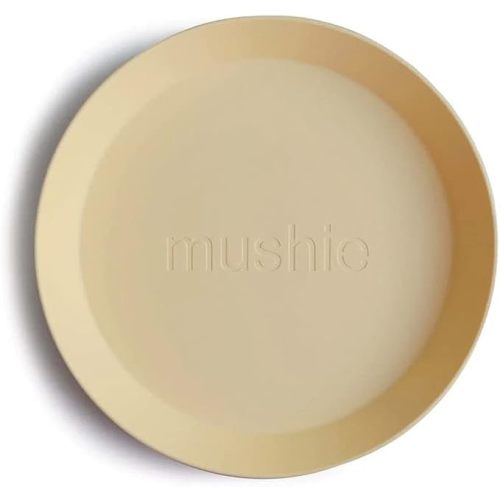 mushie Round Dinnerware Plates for Kids | Made in Denmark, Set of 2 (Daffodil)