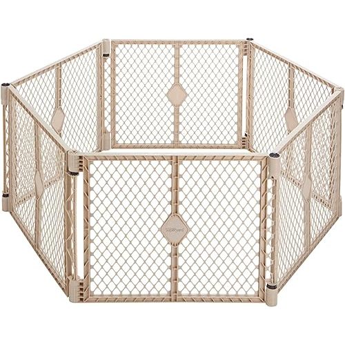 Toddleroo by North States - Superyard Baby Play Yard: Freestanding 6-Panel Baby Playpen - Indoor or Outdoor Use - Made in USA - Encloses Up to 18.5 Square Feet - 26 Inches Tall - Sand
