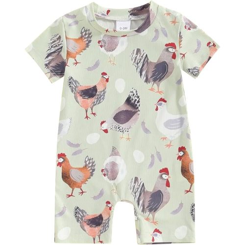 Toddler Baby Boy Girls Farm Clothes Western Farm Animals Chicken/Cow Print Romper Newborn Jumpsuit Country Stuff