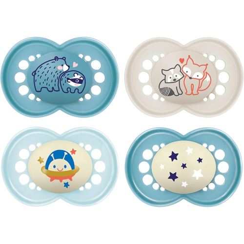 MAM Original Day & Night Baby Pacifier, Nipple Shape Helps Promote Healthy Oral Development, Glows in The Dark, 3 Pack, 6-16 Months, Boy,3 Count (Pack of 1)