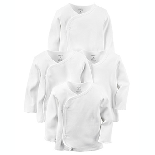 carter's® Newborn 4-Pack Long Sleeve Kimono T-Shirts in Whitecarter's® Newborn 4-Pack Long Sleeve Kimono T-Shirts in White
