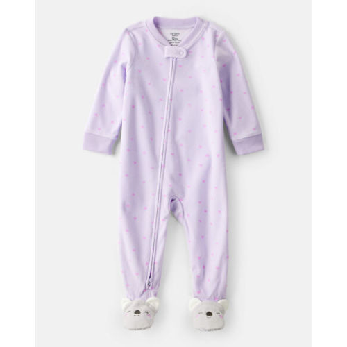 Baby Girl Koala & Heart Loose Fit 1-Piece Pajamas - Purple - Carter's | Carter's