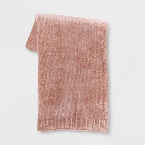 50"x60" Shiny Chenille Throw Blanket Blush - Threshold™: Soft, Reversible, Machine Washable