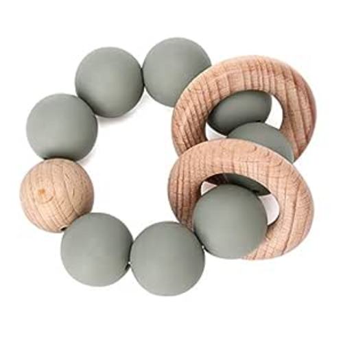Amazon.com : Socub Baby Teething Toy, Organic Baby Teething Ring, Silicone & Beech Baby Rattle Teether for Baby 3+ Months, BPA Free, Sage : Baby
